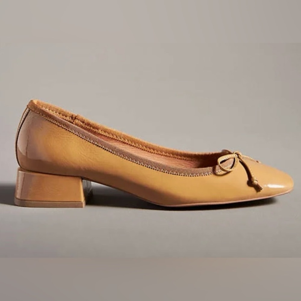 BIBI LOU Beige Tan Ballet Pumps Block Heel Shoes - Picture 4 of 12